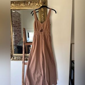 Aerie tan wide leg jumpsuit with cutout